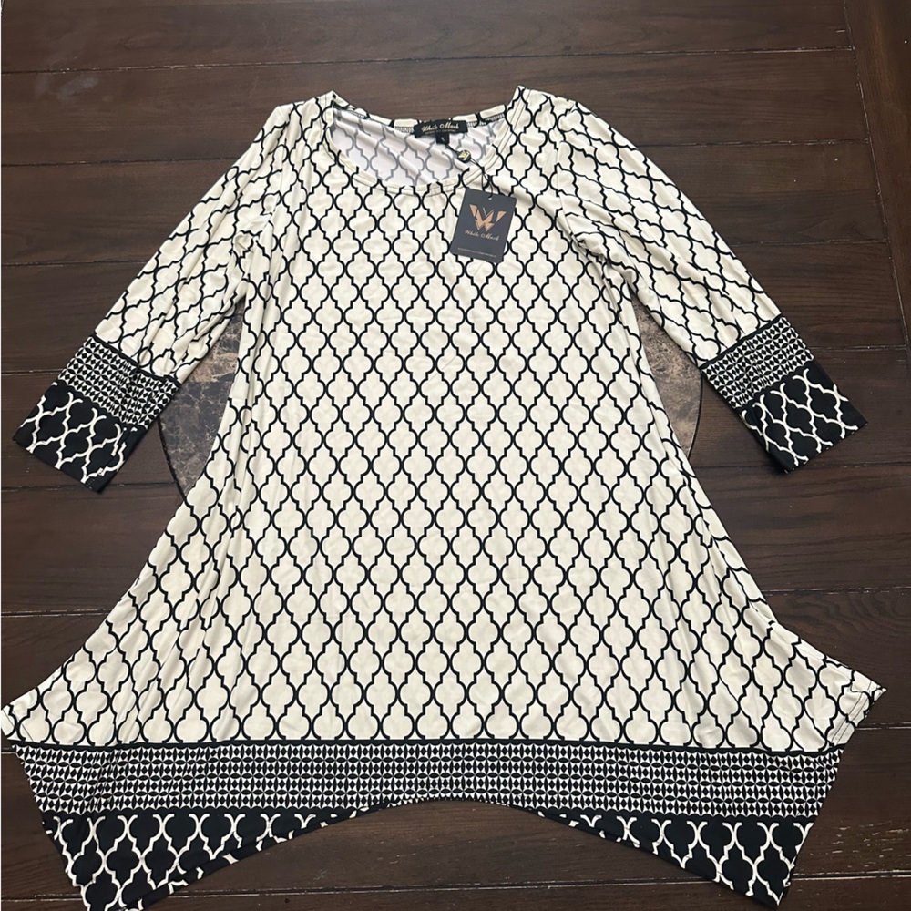 White Mark Black and Cream Patterned Blouse